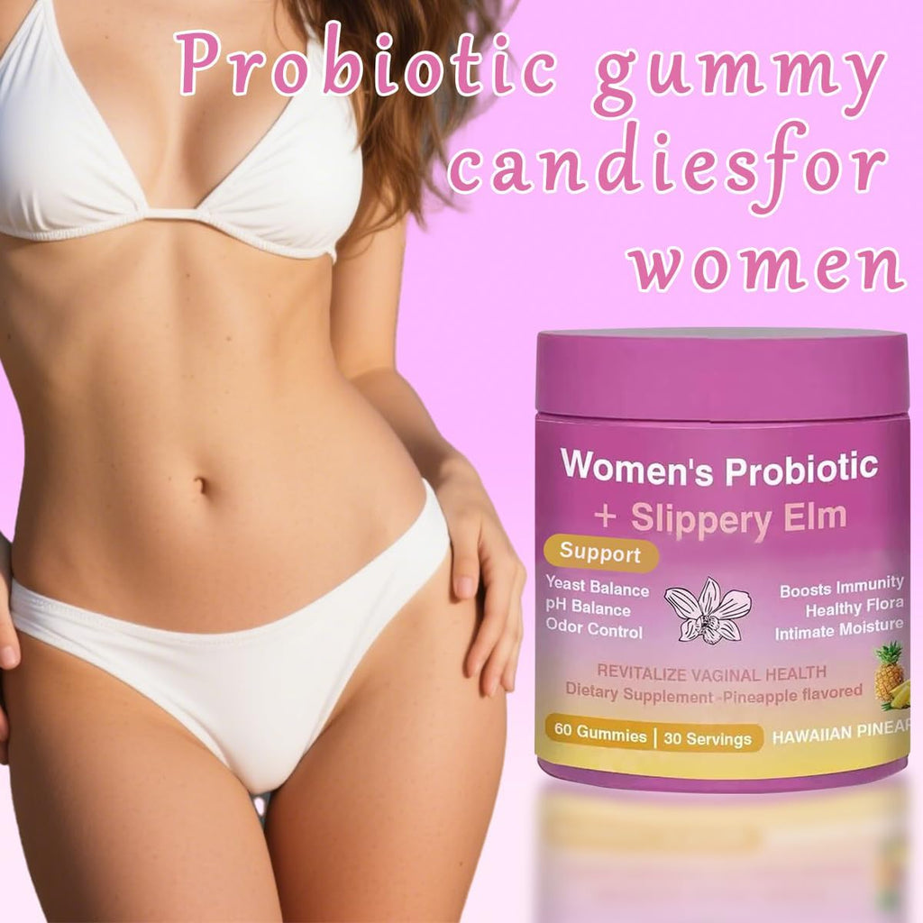 กัมมี่โปรไบโอติกฉ่ำน้ำสำหรับผู้หญิง รสสับปะรด ช่วยปรับสมดุลค่า pH และเสริมสร้างสุขภาพลำไส้ ด้วยสารสกัดจากเปลือกต้นเอล์มลื่น (วีแกน)