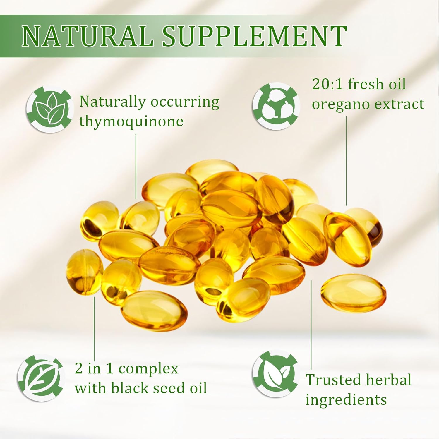 น้ำมันออริกาโนผสมน้ำมันเมล็ดดำ ซอฟต์เจลน้ำมันออริกาโน 6000 มก. ผลิตภัณฑ์เสริมอาหารบริสุทธิ์และจากธรรมชาติ เสริมสร้างภูมิคุ้มกัน | ปรับปรุงสุขภาพลำไส้ | เพิ่มพลังงาน ไม่ใช่จีเอ็มโอ ปราศจากกลูเตน (1)