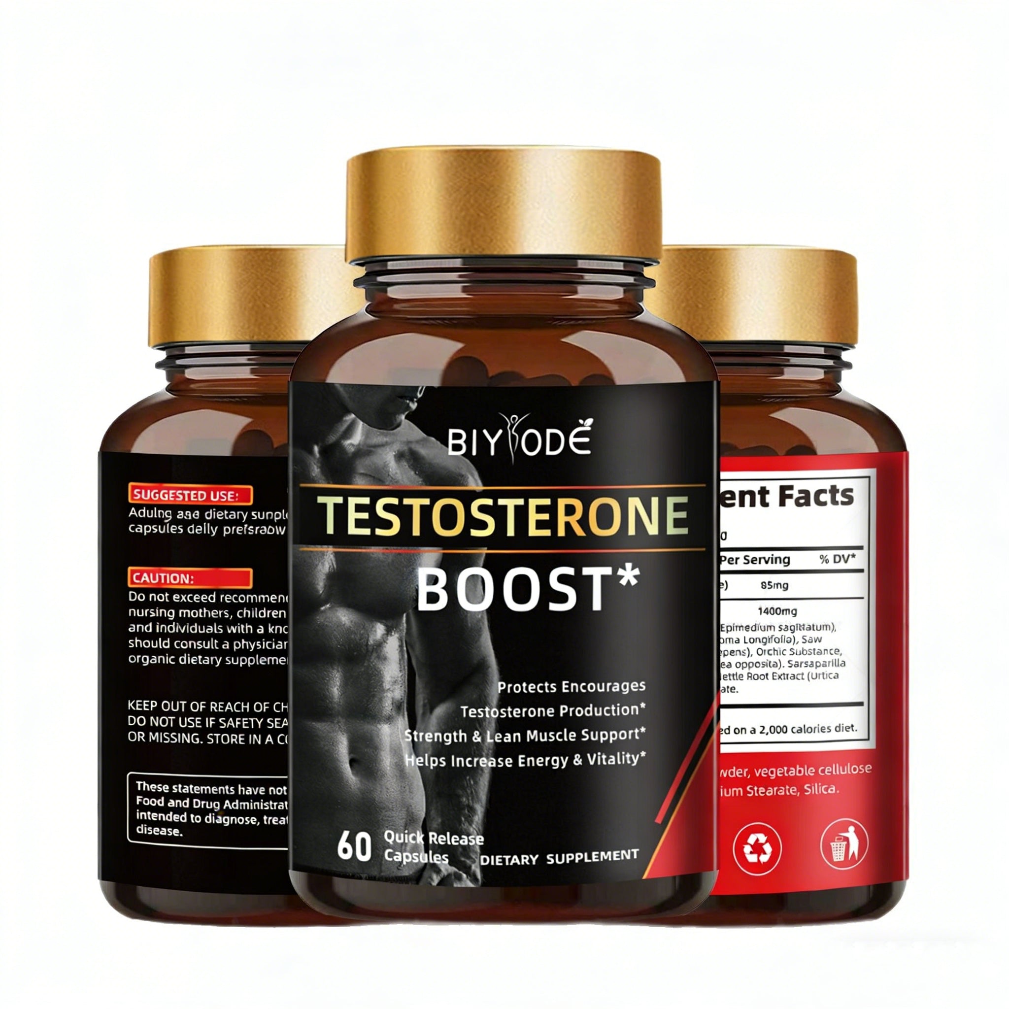 Testosterone Booster for Men - 60 Quick Release Capsules, 7 Days Fast Results to Boost Testosterone, Energy, Stamina, Muscle Growth & Performance, 230% NO Enhancement for Healthy Blood Flow