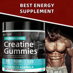 ครีเอทีนโมโนไฮเดรตแบบกัมมี่ - 5000 มก. ต่อหนึ่งหน่วยบริโภค 120 เม็ด (30 หน่วยบริโภค) ผลิตภัณฑ์เสริมอาหารครีเอทีนสำหรับผู้ชายและผู้หญิง ช่วยเพิ่มประสิทธิภาพการออกกำลังกาย ความทนทาน และการฟื้นตัวหลังออกกำลังกาย สูตรขั้นสูง ผลิตภัณฑ์เสริมอาหาร