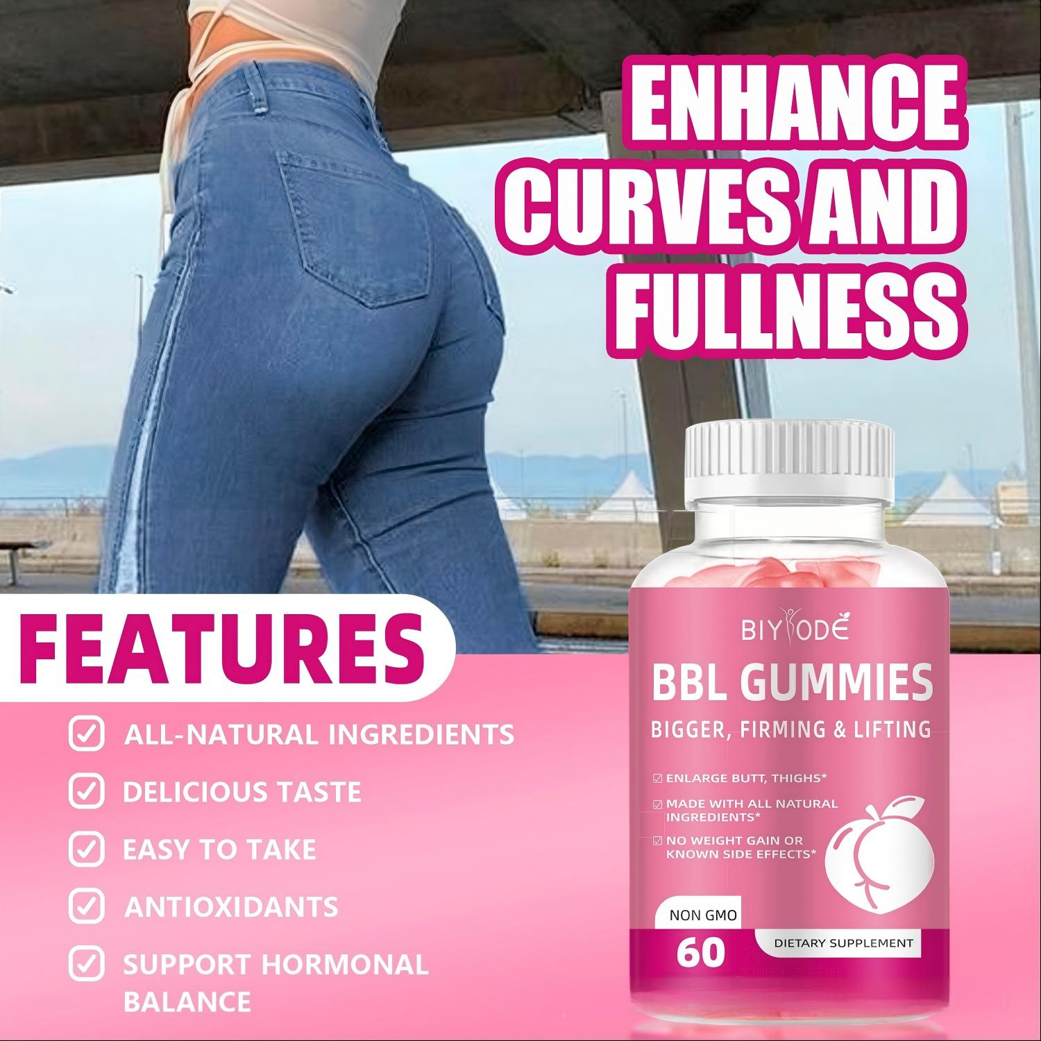 BIYODE BBL GUMMIES ผลิตภัณฑ์เสริมอาหารเพิ่มขนาดสะโพก - ช่วยให้สะโพกใหญ่ขึ้น กระชับขึ้น และยกกระชับ เสริมอาหารเพิ่มขนาดสะโพกจากธรรมชาติ 100% ด้วยไฟโตเอสโตรเจน สมุนไพรปรับสมดุลฮอร์โมน และคอลลาเจน
